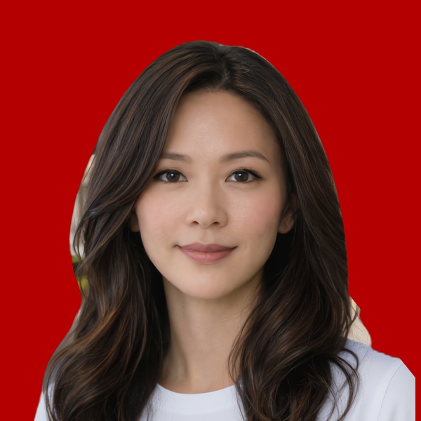 Foto paspor biometrik 51x51 mm dengan latar belakang merah