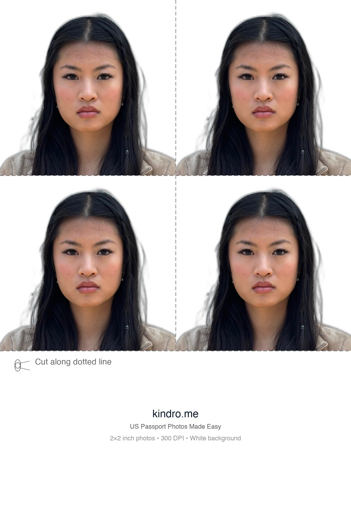 4×6 passport photo print layout for CVS, Walgreens, and Walmart